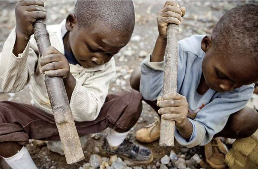 Young boys mining in Africa 
